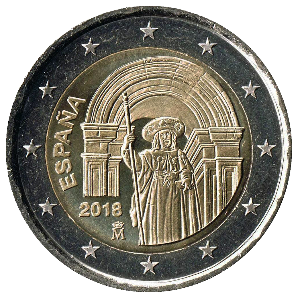 2 euros conmemorativa Patrimonio Mundial, Casco Antiguo de Santiago de Compostela